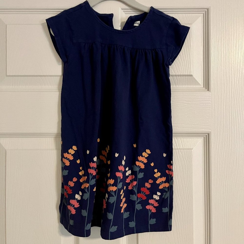 Tea Collection // Cap sleeve cotton floral dress navy blue // Size 4